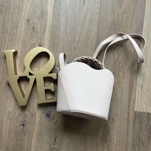 Anthropologie Light Pink/Rose Bucket Bag with Braided Handle